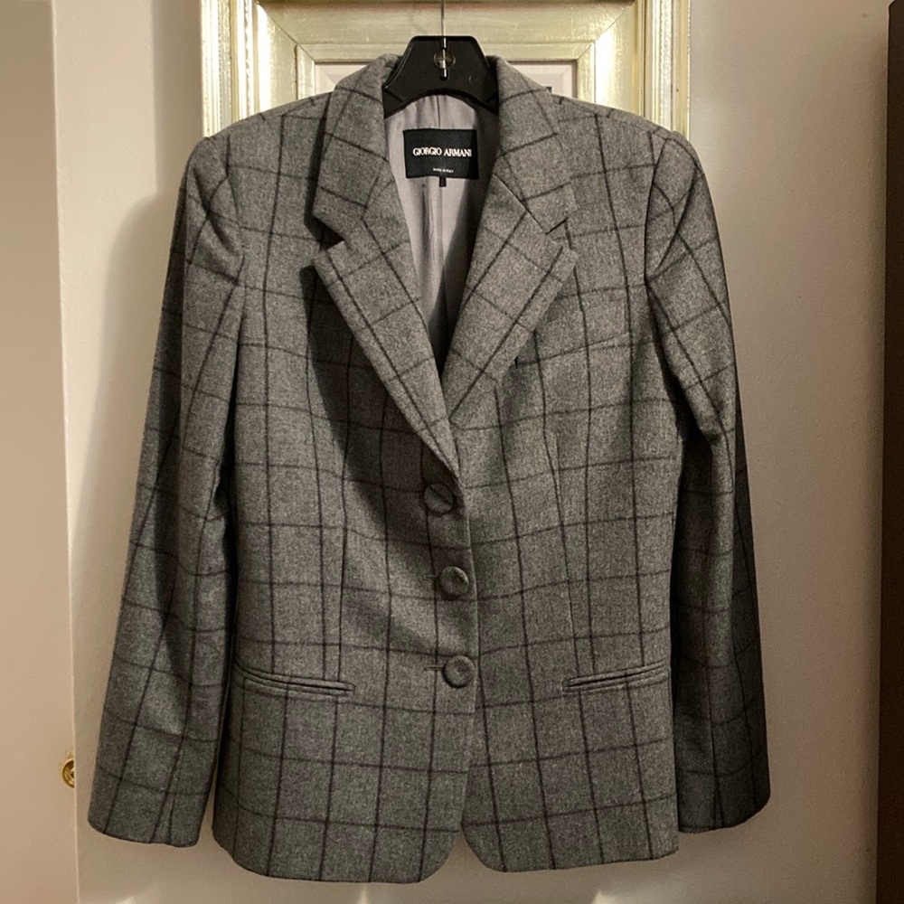 Giorgio Armani Gray Blazer Classic Notched Lapel